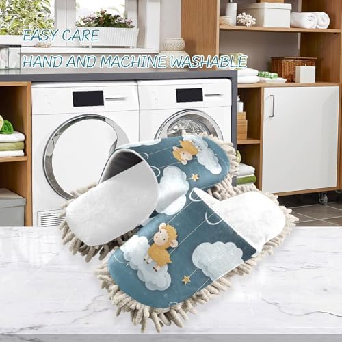 RunningBear White Sheep Cloud Mop Socks for Floor Cleaning