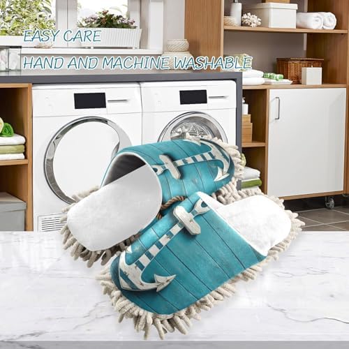 Delightful White Anchor Mop Slippers