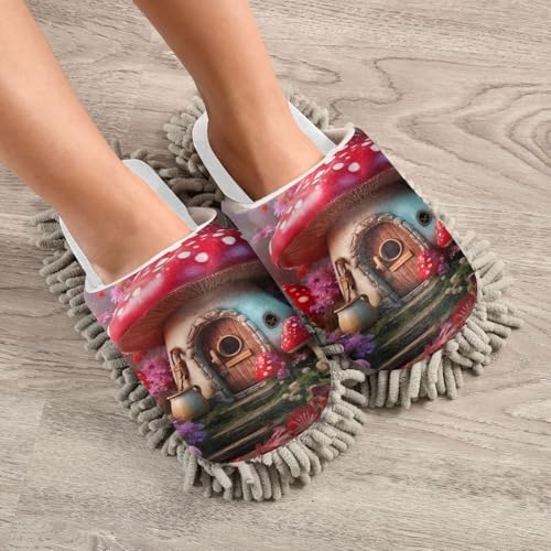 Running Bear White Mushrooms House Mower Slippers