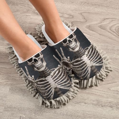 White Black Skeleton Mop Slippers for Clean Kitchens