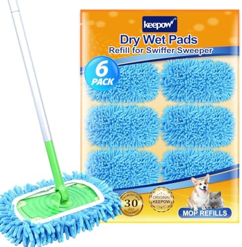 KEEPOW Reusable Wet Pads for Swiffer Sweeper Mop