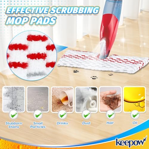 KEEPOW Mop Pads Refills Deep Clean with Flip Top Design