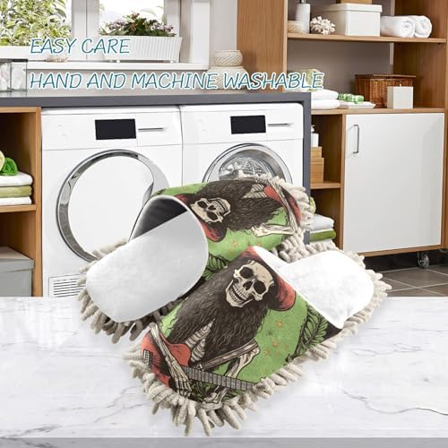 White Music Skull Mop Slippers