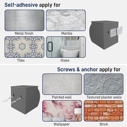 Stainless Steel Toilet Paper Holder Self-Adhesive Wall-Mount Waterproof Storage Solution
