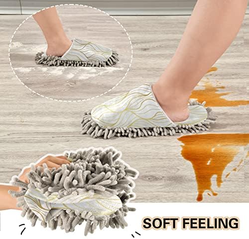 Luxury Soft Microfiber Cleaning Slippers with Gold Leaf Design