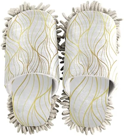 Luxury Soft Microfiber Cleaning Slippers with Gold Leaf Design