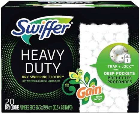 Swiffer Sweeper Heavy-Duty Dry Cloth Refill Gain Scent White