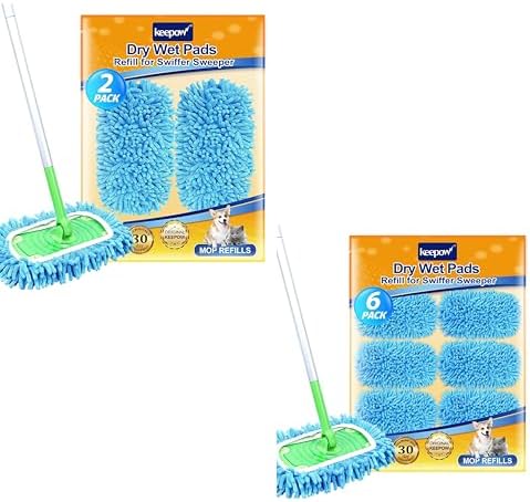 KEEPOW Reusable Wet Pads for Swiffer Sweeper Mop