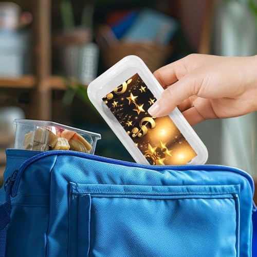 Gold Musical Note with Fallen Shiny Star Print Flatware Set with Travel Case