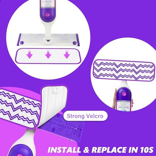 Set of 20 Reusable Power Mop Pads Washable Swiffer Mop Compatible Microfiber Design