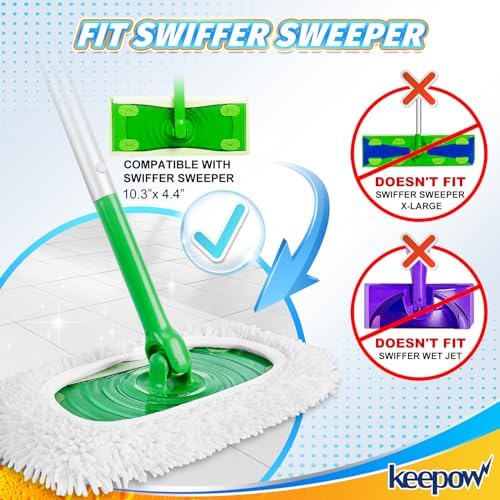 KEEPOW Reusable Microfiber Mop Pads for Swiffer Sweeper Eco-Duty