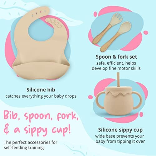 KCMI Silicone Flatware Set for Babies - Self-Feeding Compact