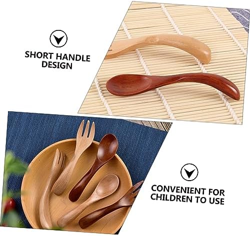 Abaodam Wooden Spoon and Fork Set for Kids Yellow
