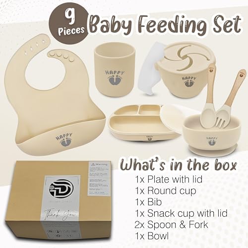 Happy Feet 9 Piece Food Grade Silicone Feeding Set