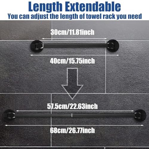 Adjustable Suction Cup Towel Bar 16-27 For Bathroom