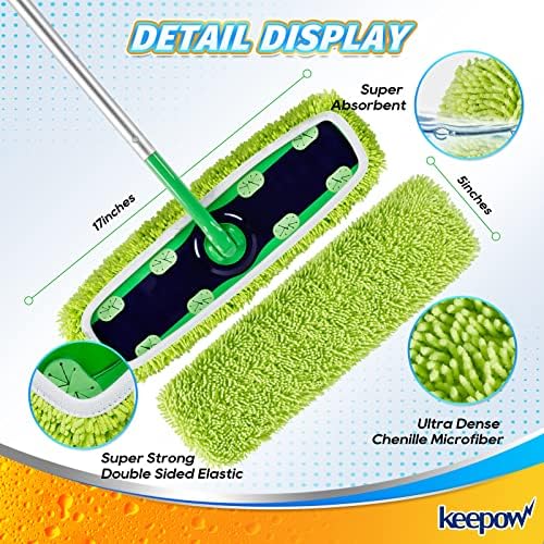 KEEPOW Reusable Microfiber Mop Pads for Swiffer Sweeper XL Duster Refills