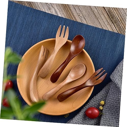 1 Set HAPINARY Wooden Spoon Fork Utensils Yellow